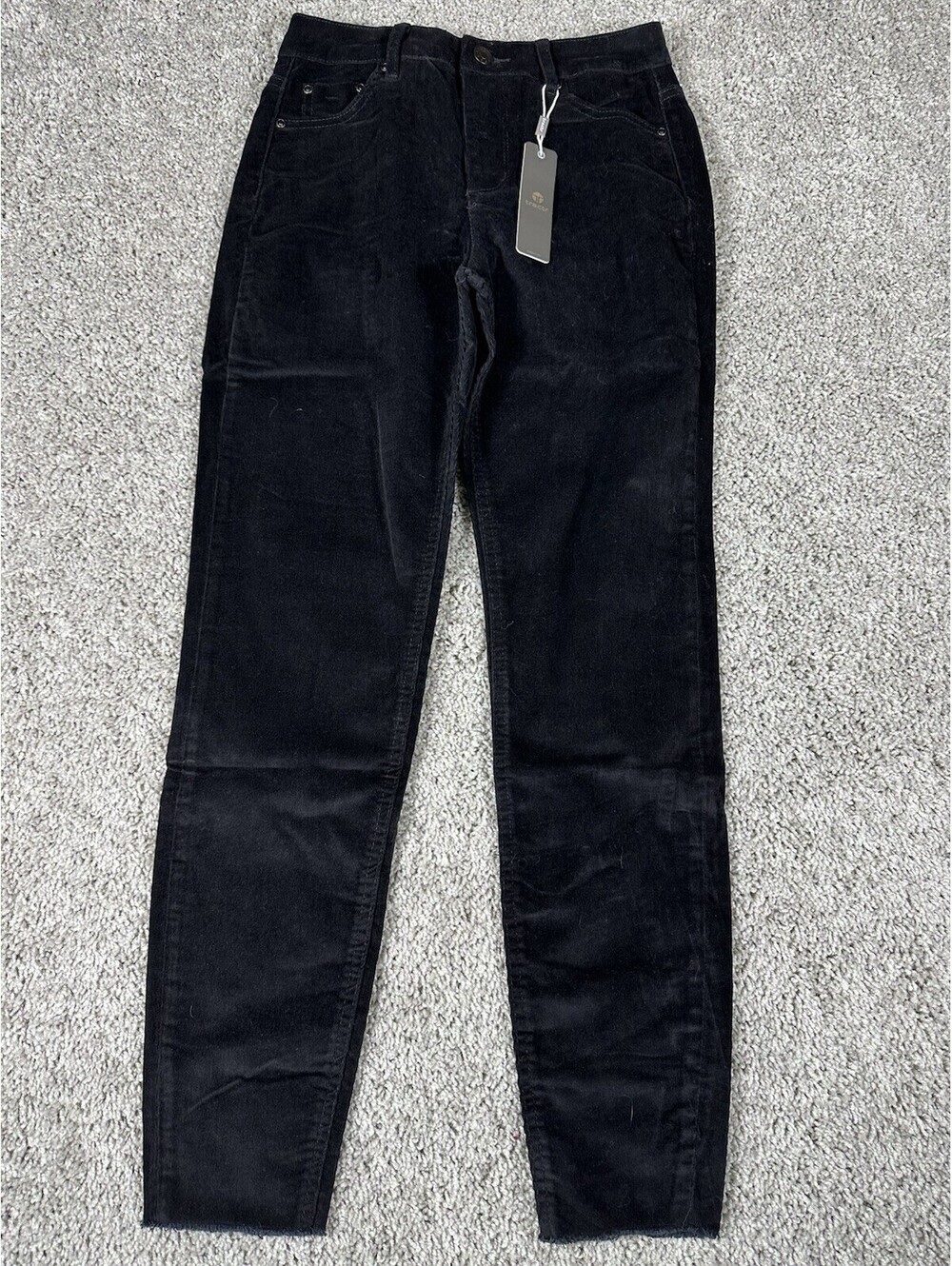 Tractr Black Corduroy Pants Cropped Cut Off High Rise 00 24 X 26